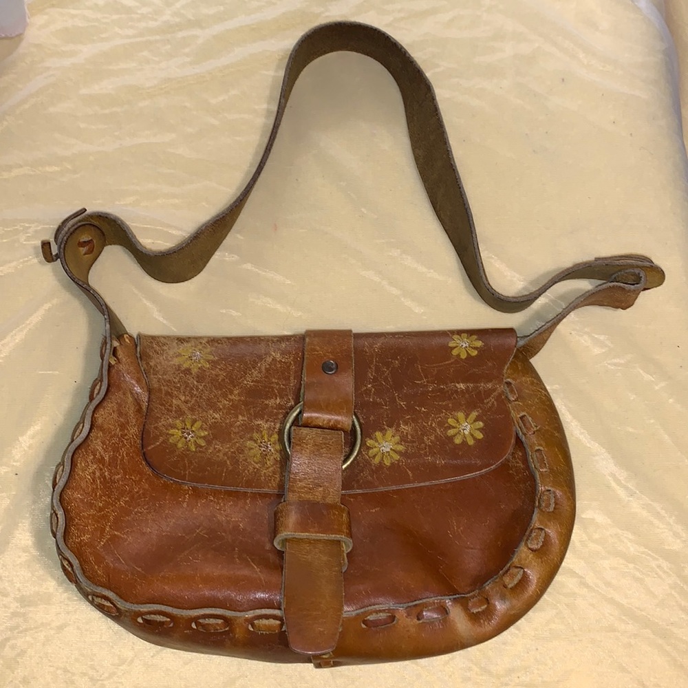 Vintage hand tooled leather bag